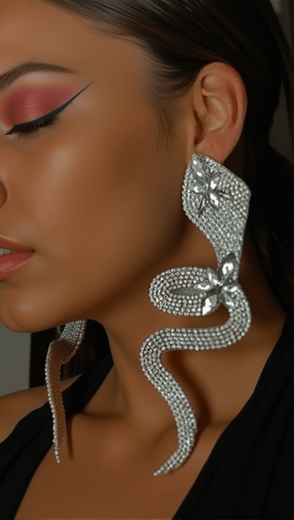 AIIZIE BRAYDAN CRYSTAL SERPENT DIAMOND EARRINGS - product image