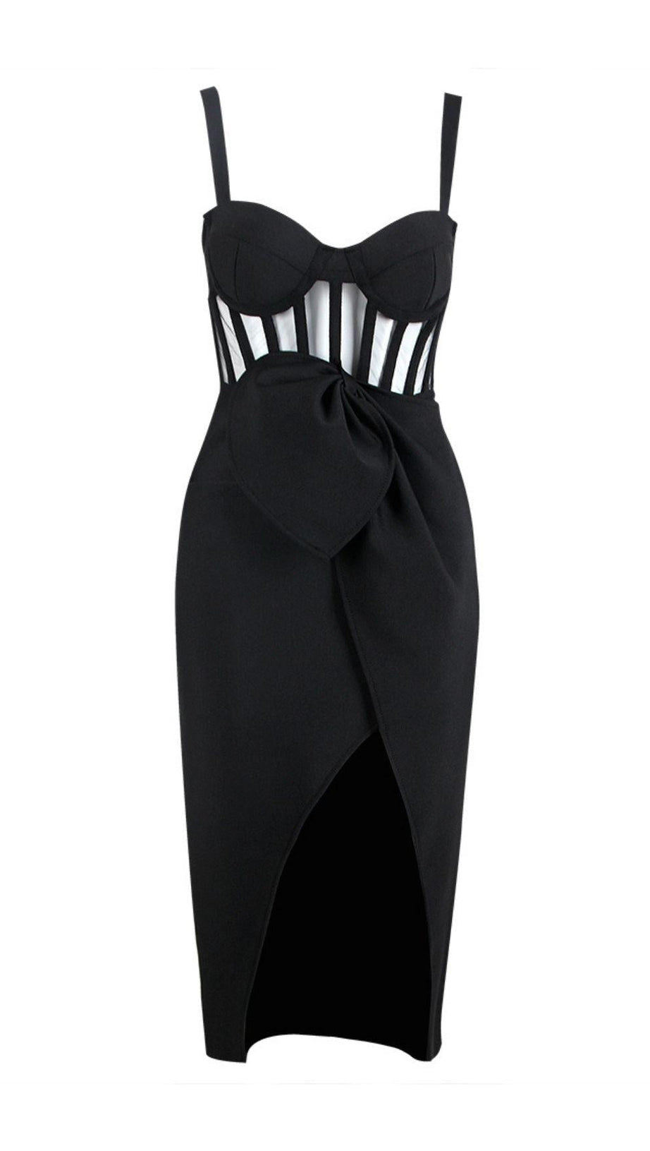 SPLIT BANDAGE MIDI DRESS IN RED