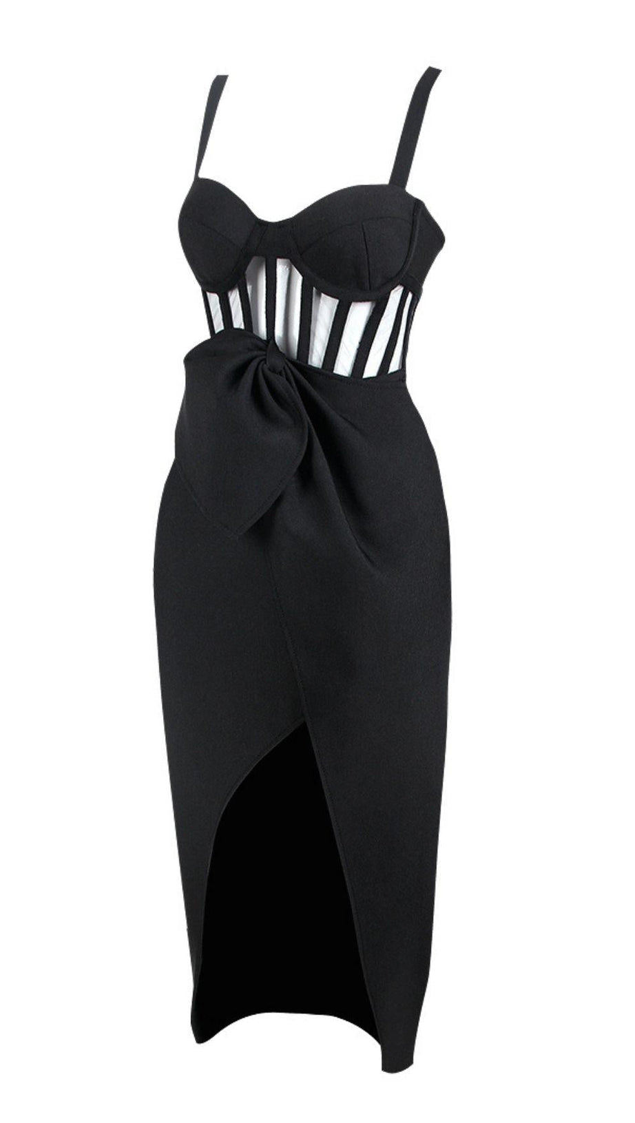 SPLIT BANDAGE MIDI DRESS IN RED