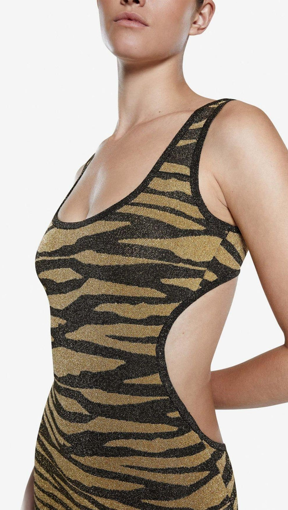 CUT OUT LEOPARD KNIT MAXI DRESS