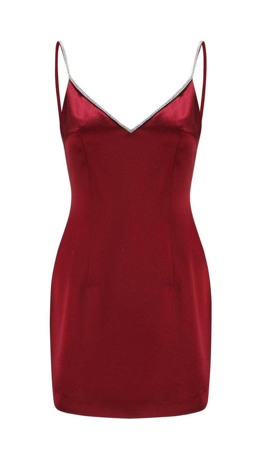 SATIN BOW BACK MINI DRESS IN WINE RED