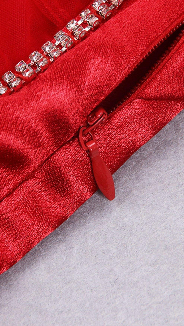AIIZIE SATIN BOW BACK MINI DRESS IN WINE RED - product image