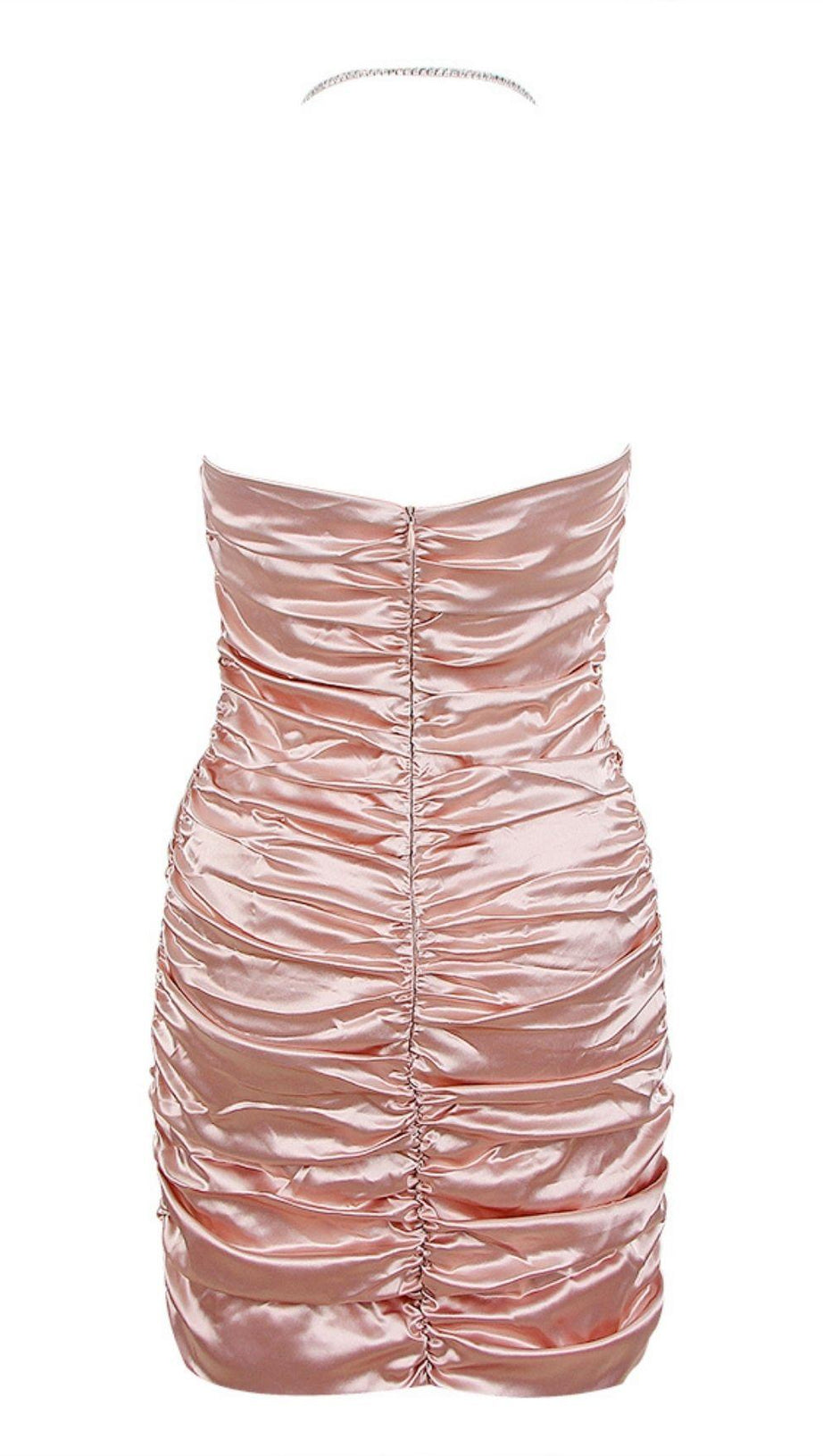 RUCHED FEATHER MINI DRESS IN PINK