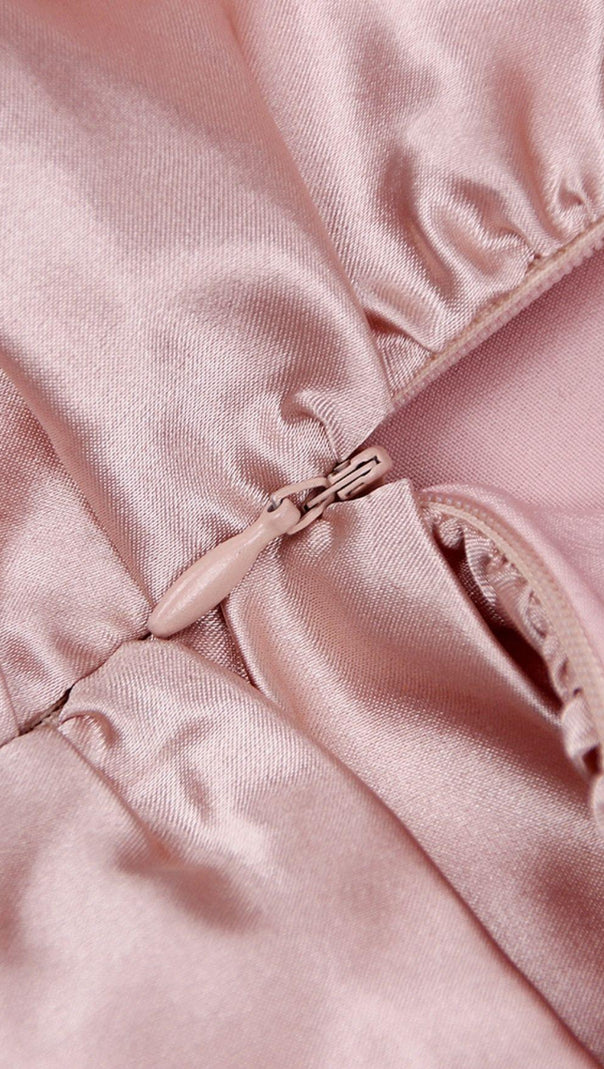 AIIZIE RUCHED FEATHER MINI DRESS IN PINK - product image