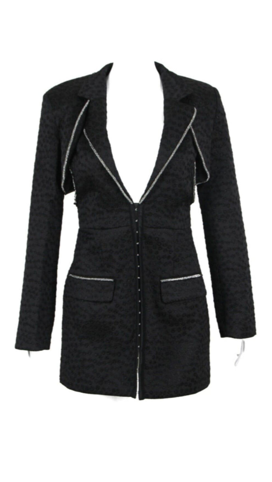 BLACK POLYESTER BLAZER DRESS