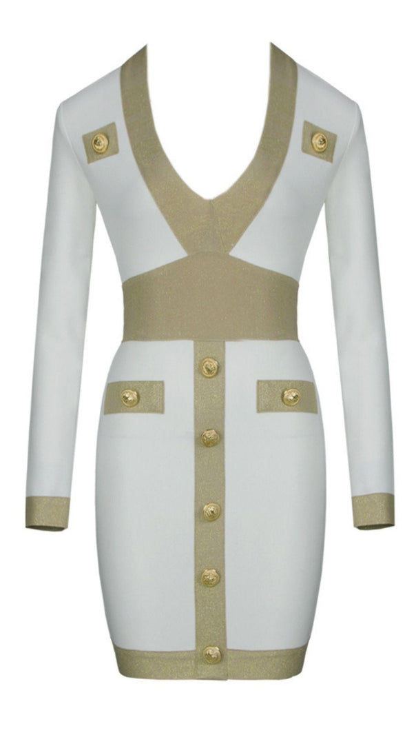 AIIZIE PLUNGE BANDAGE MINI DRESS IN WHITE - product image