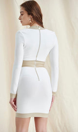 PLUNGE BANDAGE MINI DRESS IN WHITE