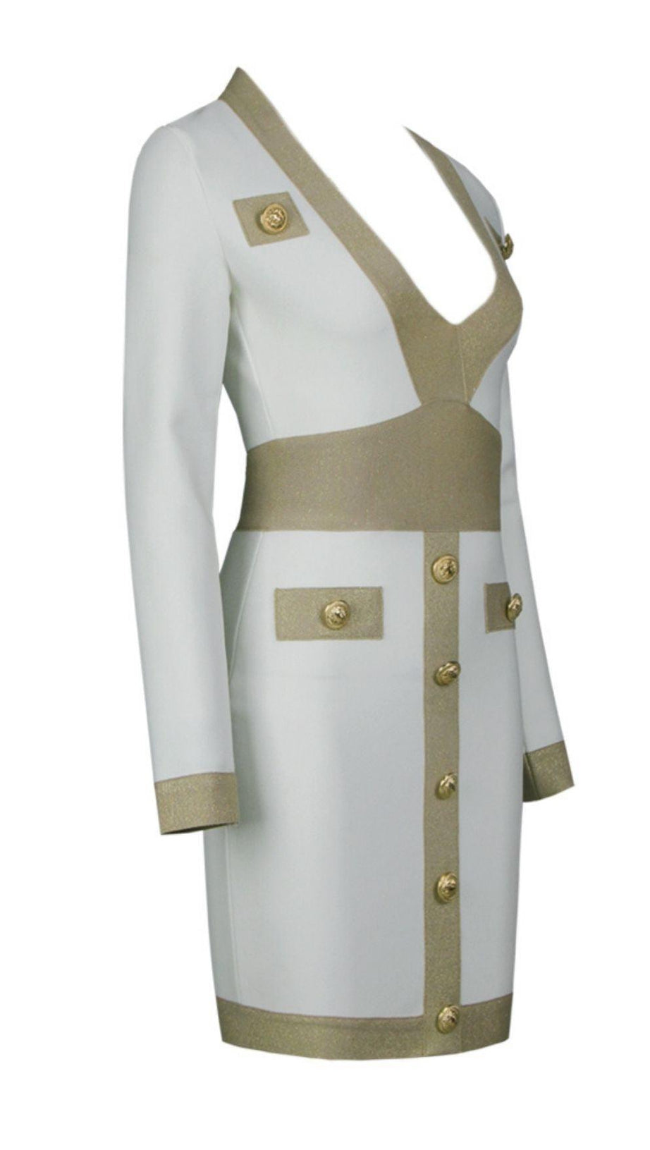 PLUNGE BANDAGE MINI DRESS IN WHITE