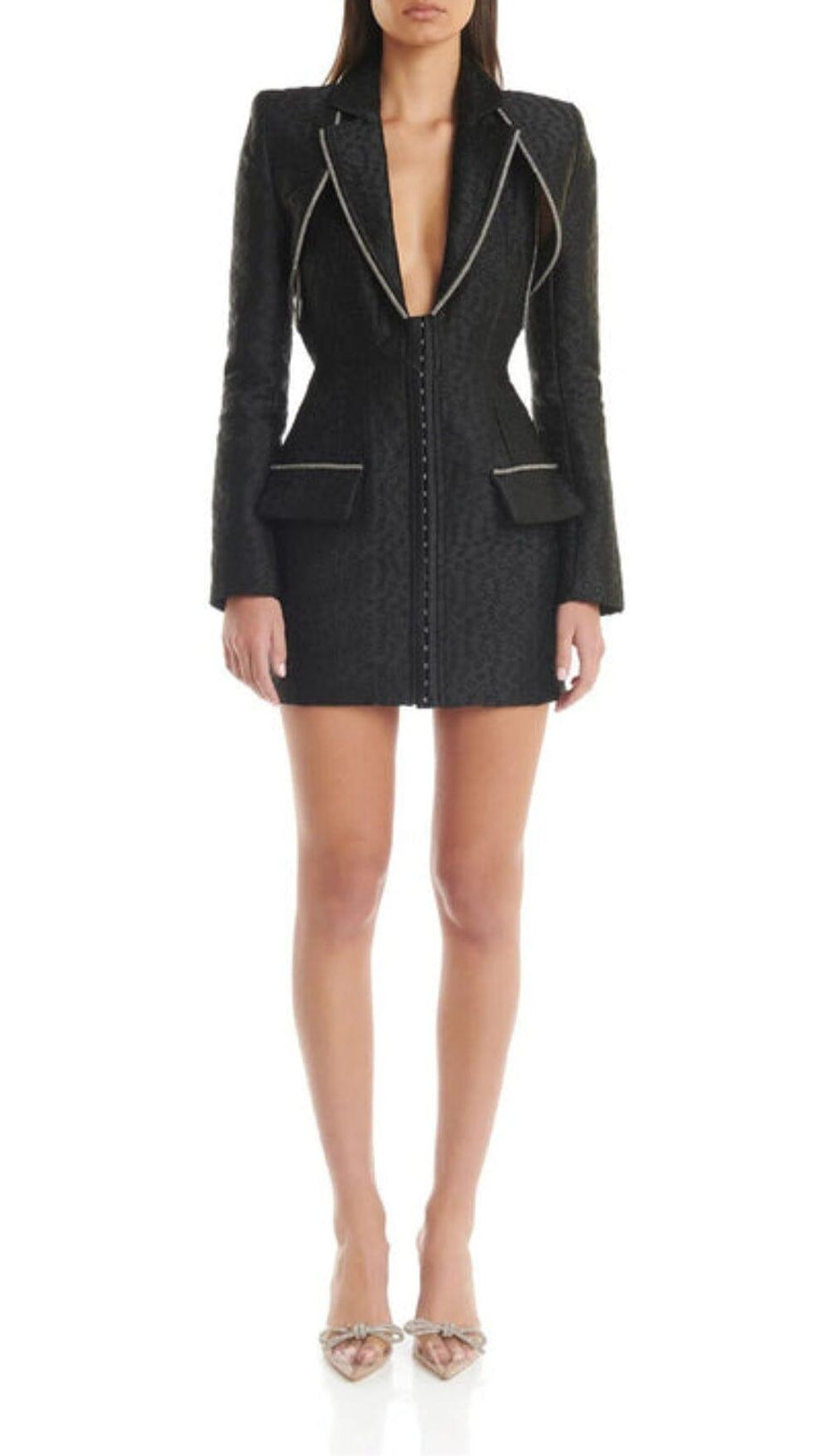 BLACK POLYESTER BLAZER DRESS