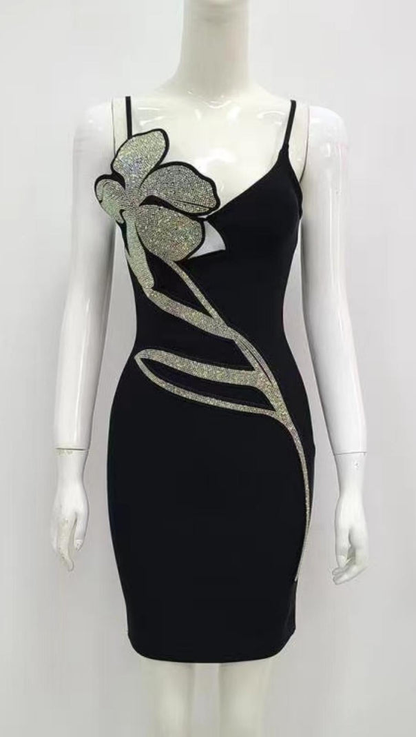 AIIZIE CRYSTAL FLOWER BANDAGE MINI DRESS - product image