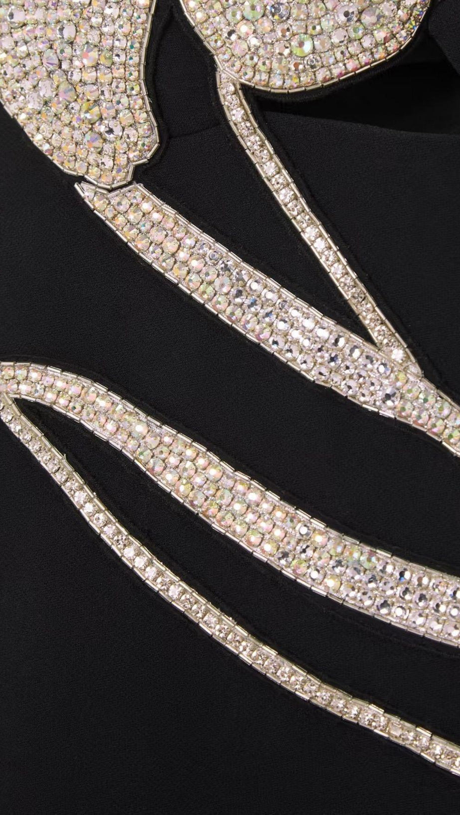 MINI ABITO CON BENDAGGIO E FIORI DI CRISTALLO