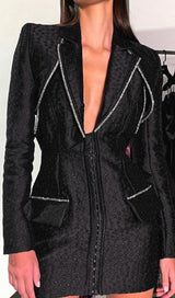 BLACK POLYESTER BLAZER DRESS