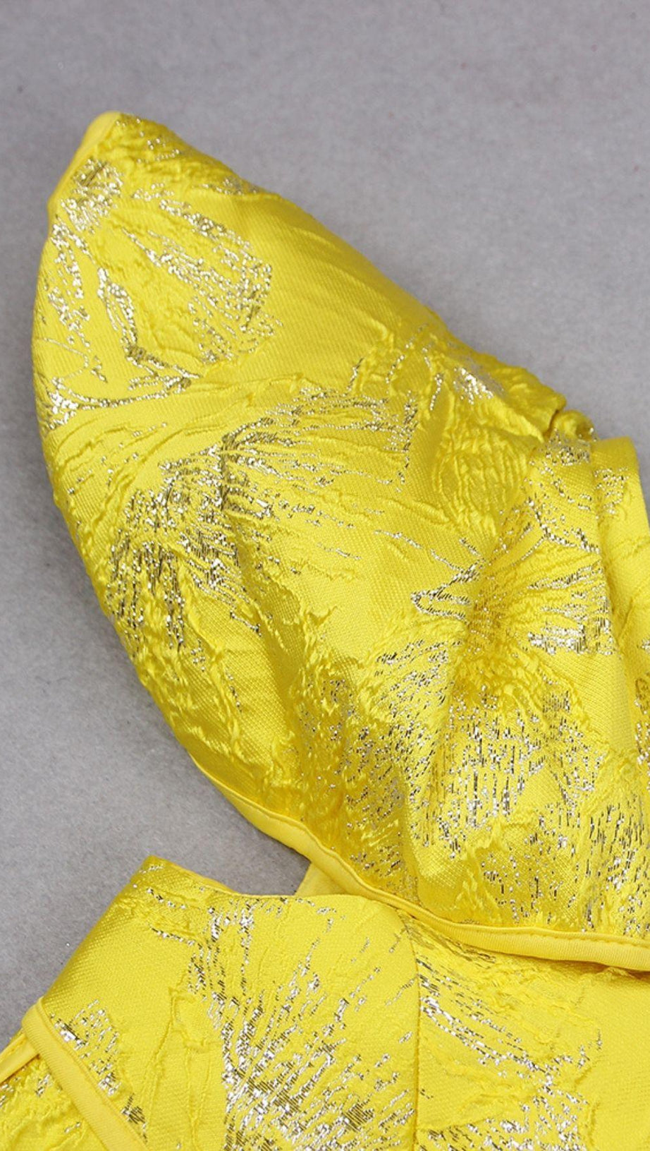 JACQUARD ONE SHOULDER MINI DRESS IN YELLOW