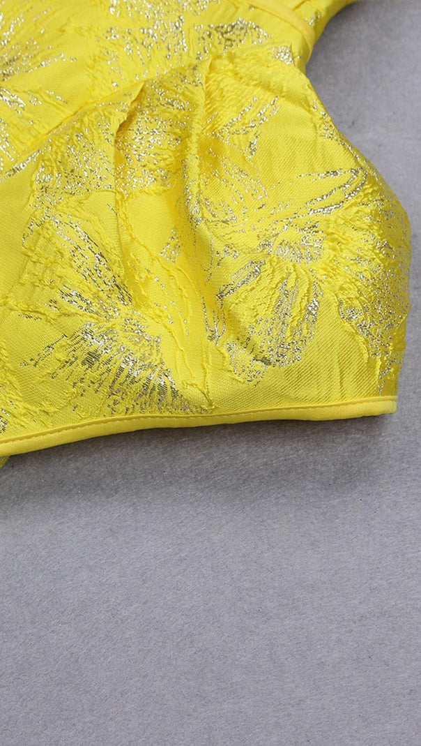 MINI ABITO MONOSPALLA JACQUARD GIALLO