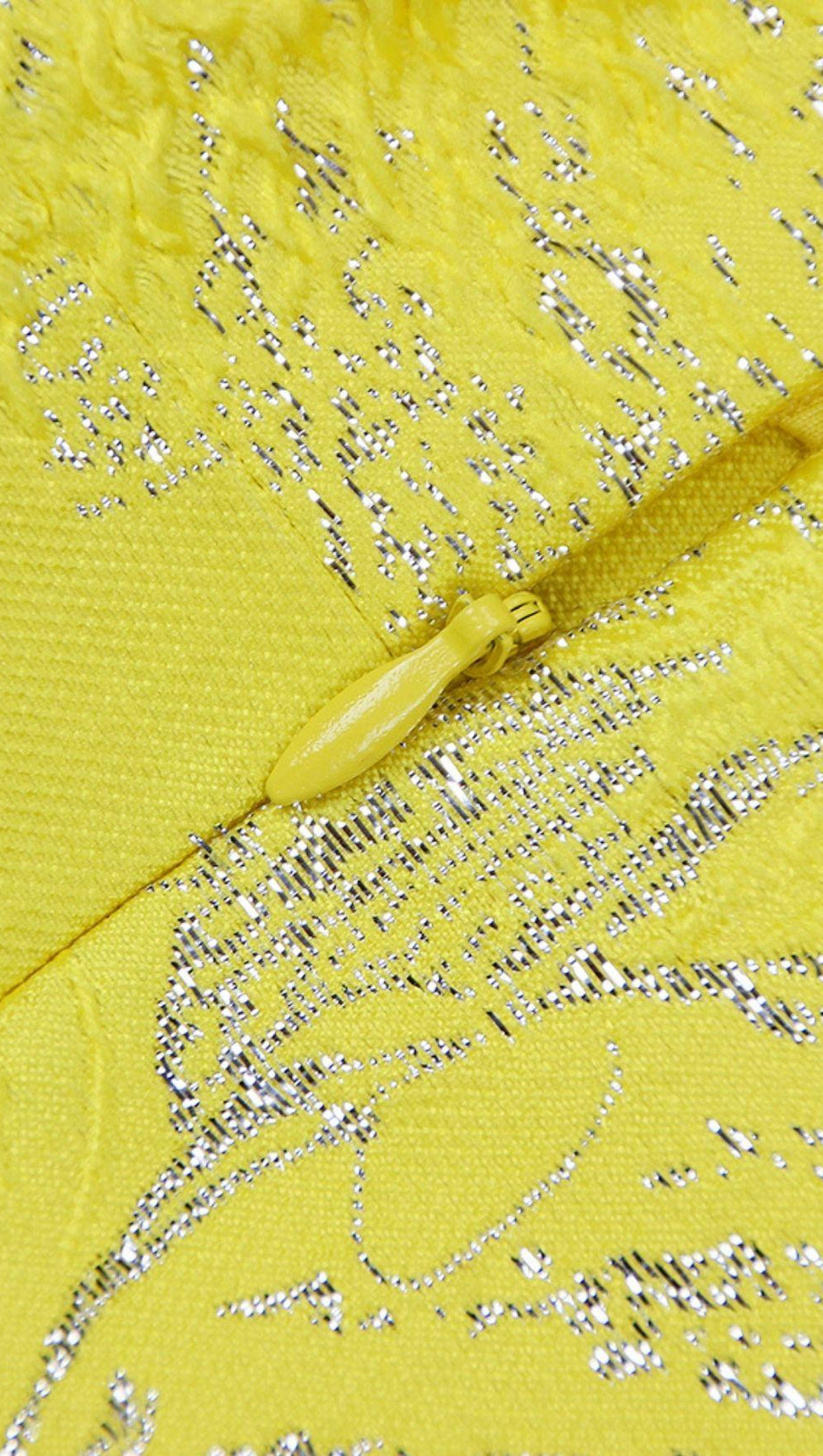 JACQUARD ONE SHOULDER MINI DRESS IN YELLOW