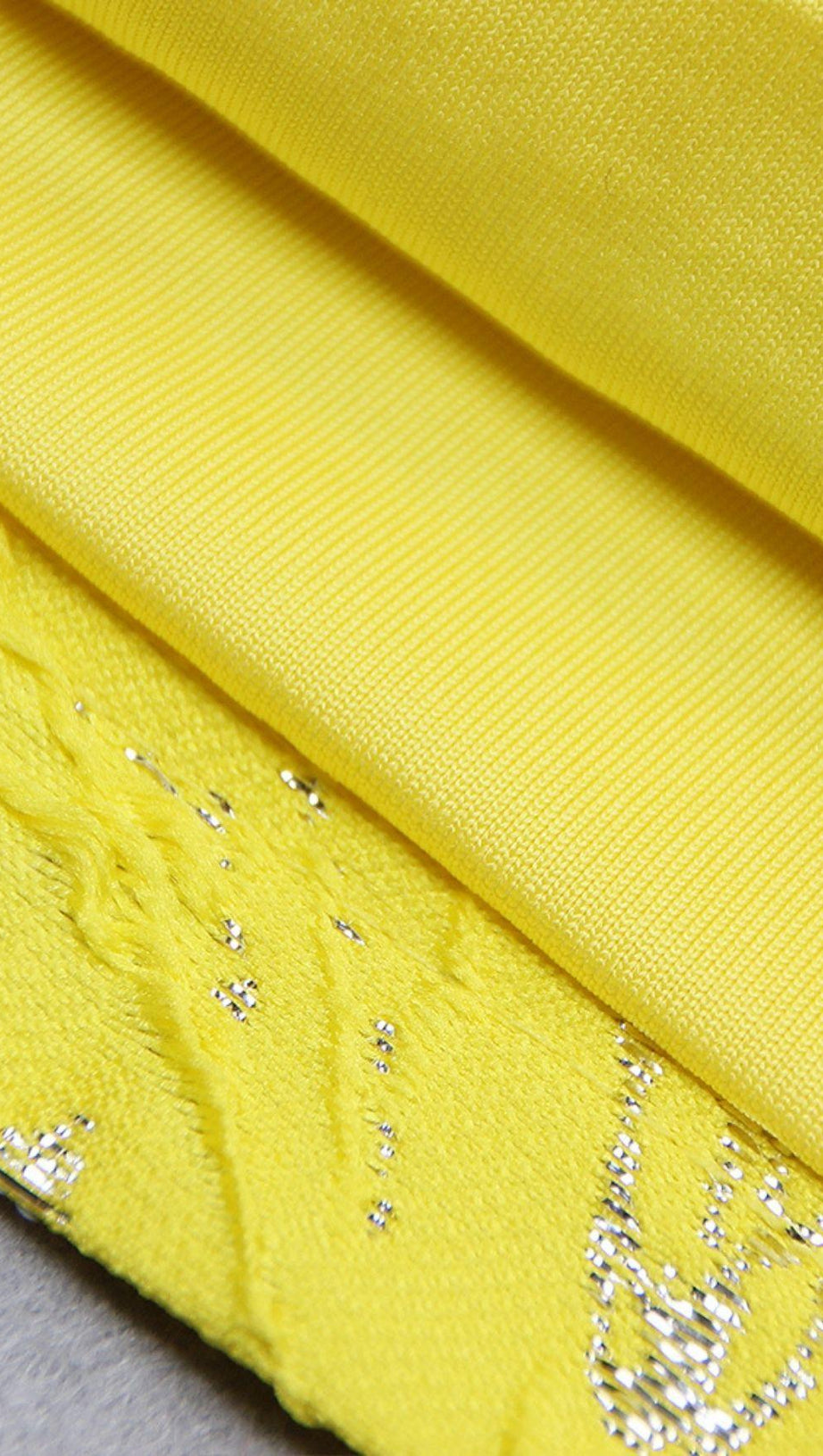 JACQUARD ONE SHOULDER MINI DRESS IN YELLOW