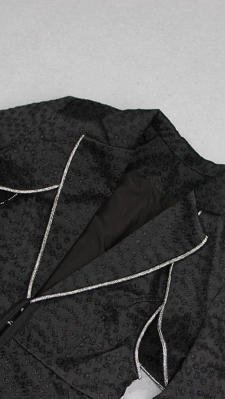 BLACK POLYESTER BLAZER DRESS