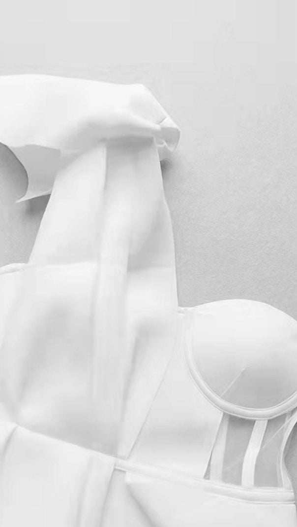 AIIZIE IRREGULAR STITCHING PETAL PLEATED DRESS IN WHITE - product image