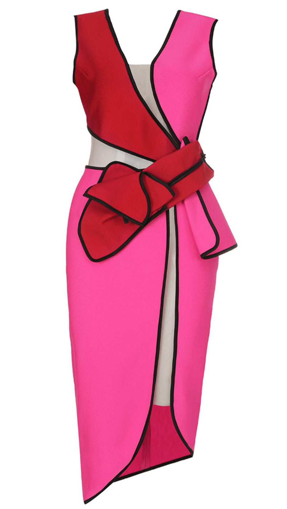 COLOURFUL BANDAGE MIDI DRESS