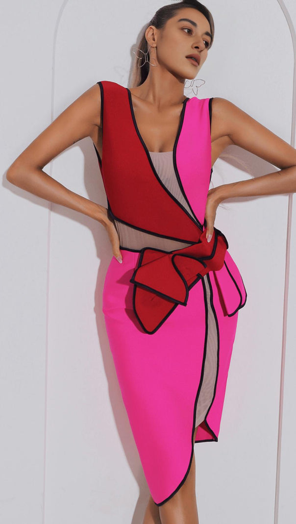 AIIZIE COLOURFUL BANDAGE MIDI DRESS - product image
