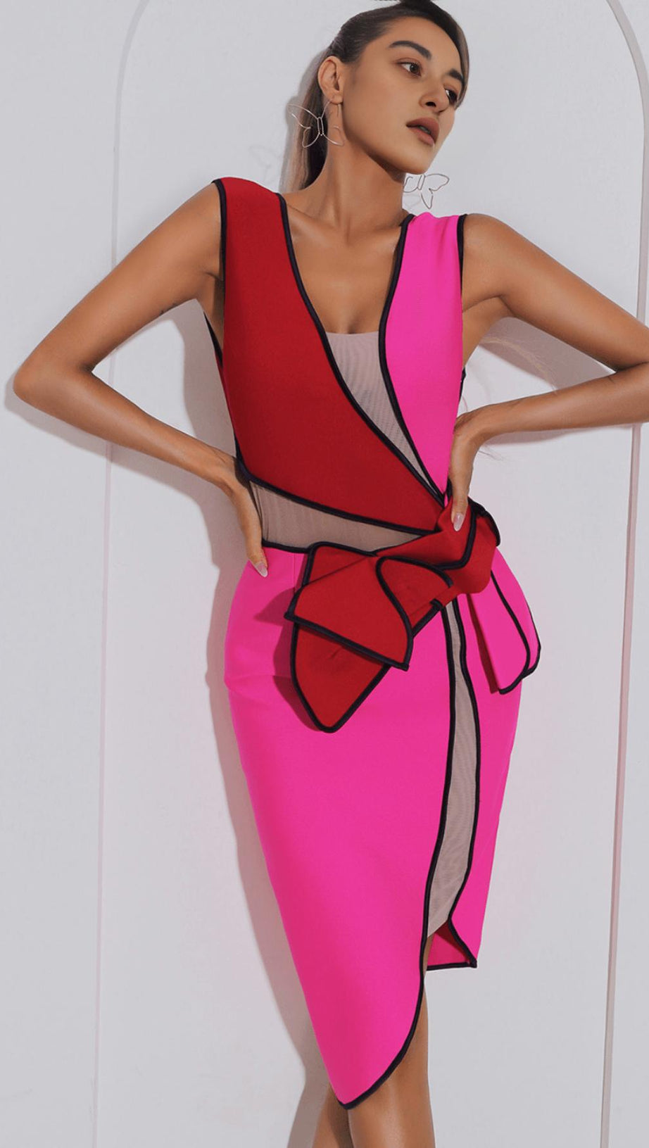COLOURFUL BANDAGE MIDI DRESS