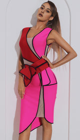 COLOURFUL BANDAGE MIDI DRESS