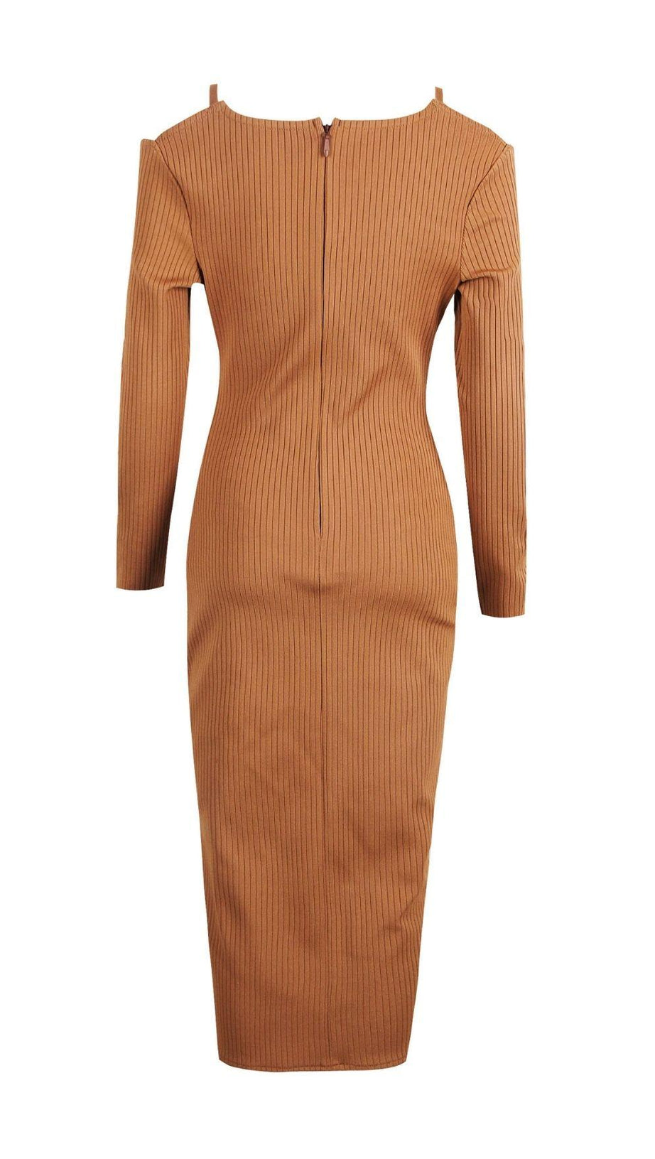 CUT OUT SLIPT MAXI DRESS IN BROWN