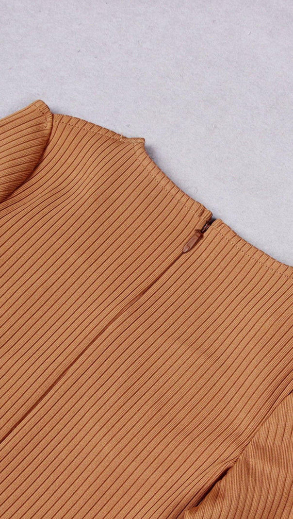 AIIZIE CUT OUT SLIPT MAXI DRESS IN BROWN - product image