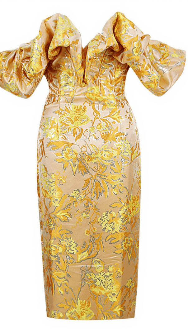 AIIZIE KORE OFF SHOULDER JACQUARD MIDI DRESS - product image