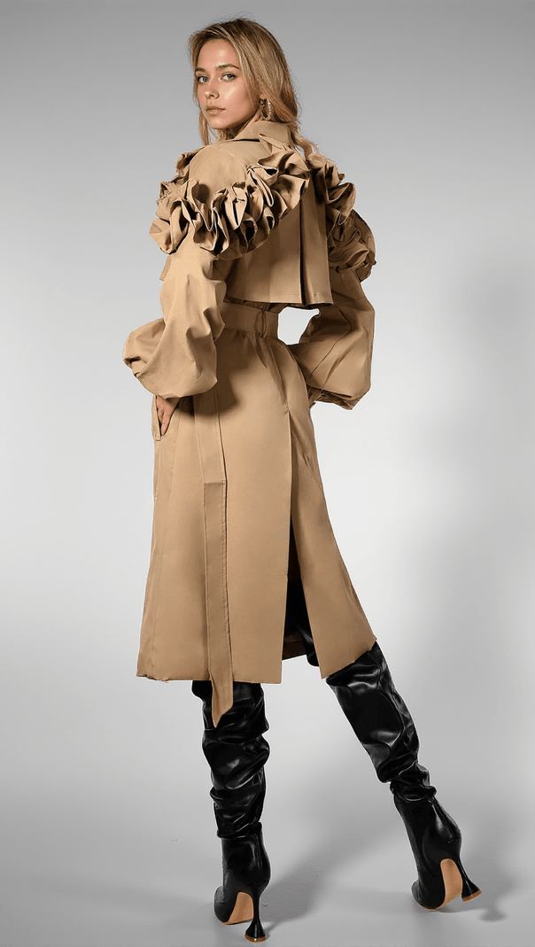 AIIZIE DAISIA RUFFLE BELTED RRENCH COAT - product image