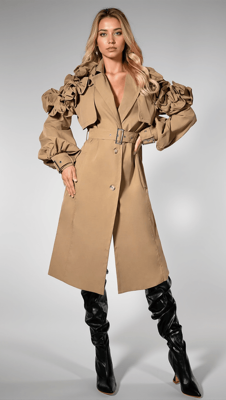 CAPPOTTO RRENCH CON CINTURA E VOLANT DAISIA