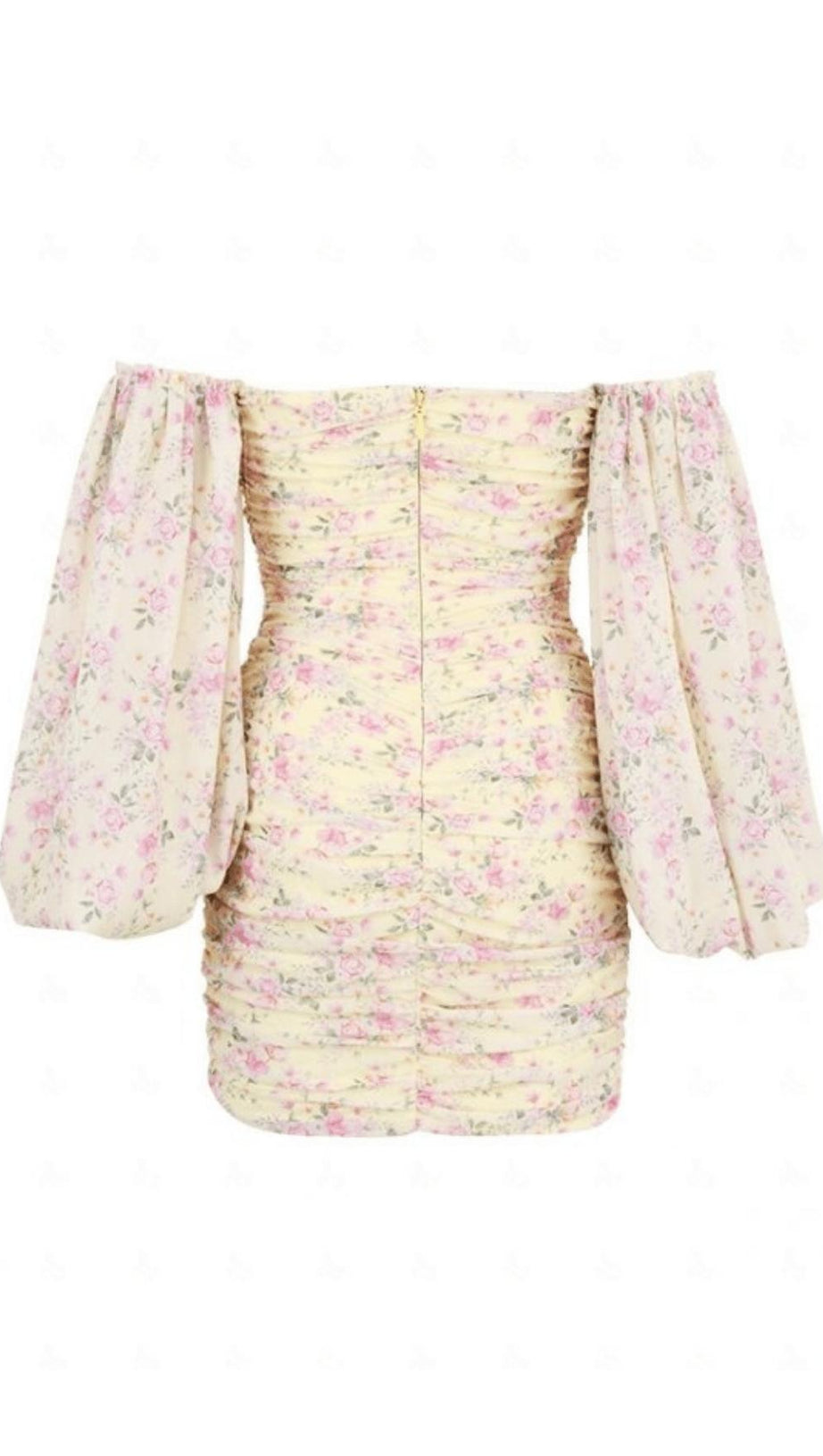 LEMON FLORAL RUCHED CORSET DRESS