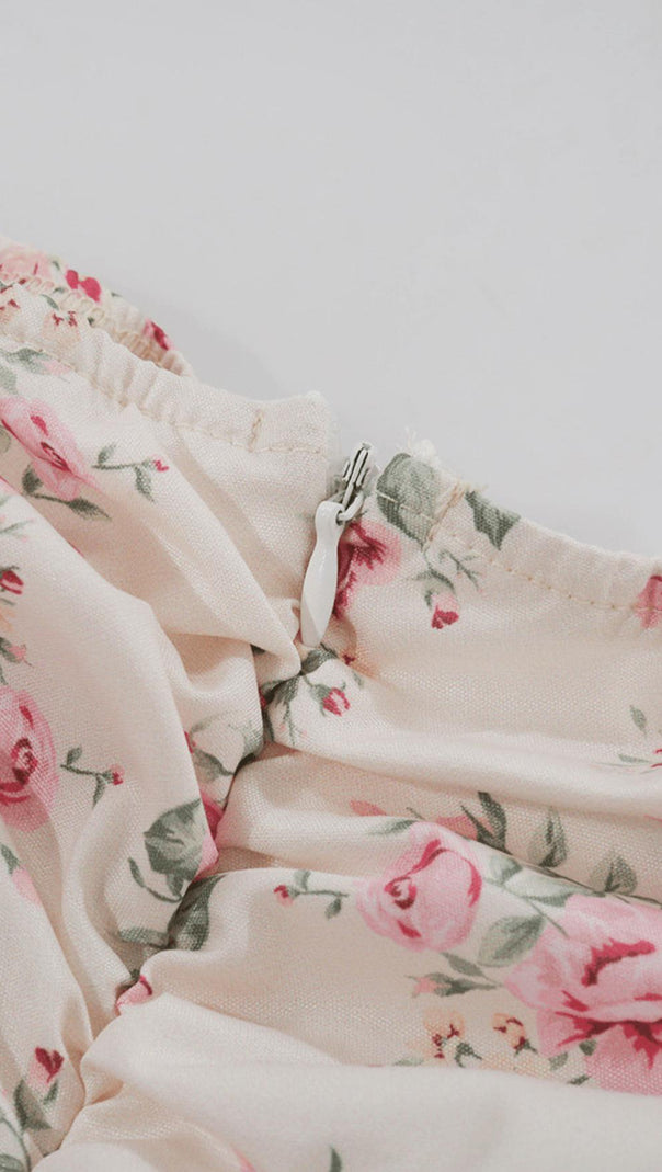 ABITO CORSETTO CON RUCHES E FIORI LIMONE 