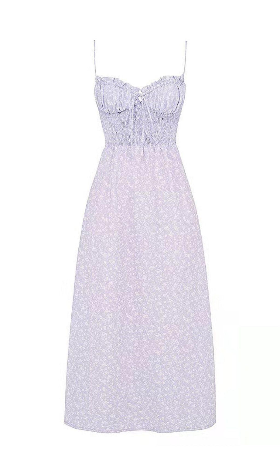 VIOLETT BLUMEN-MAXIKLEID