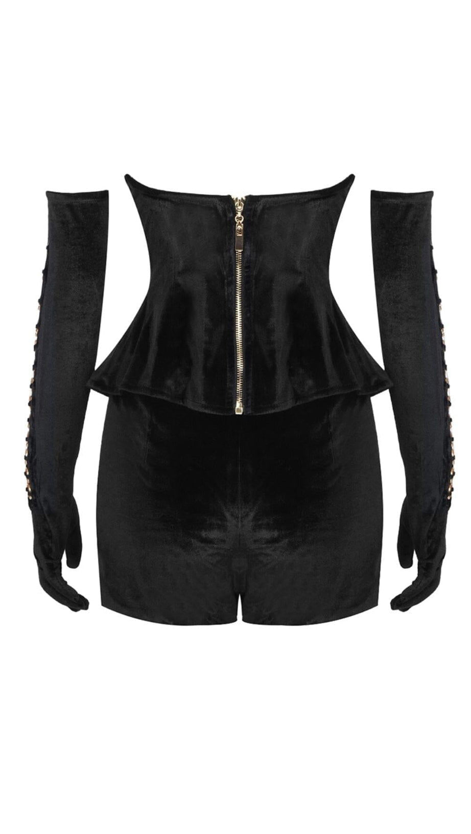 BLACK PLAIN CUTOUT HOOP ACCENT TUBE TOP & SHORTS