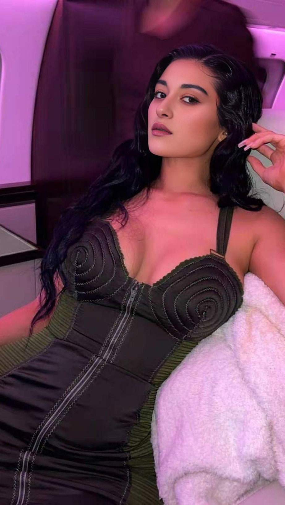 SATIN MIDI DRESS IN BLACKISH GREEN