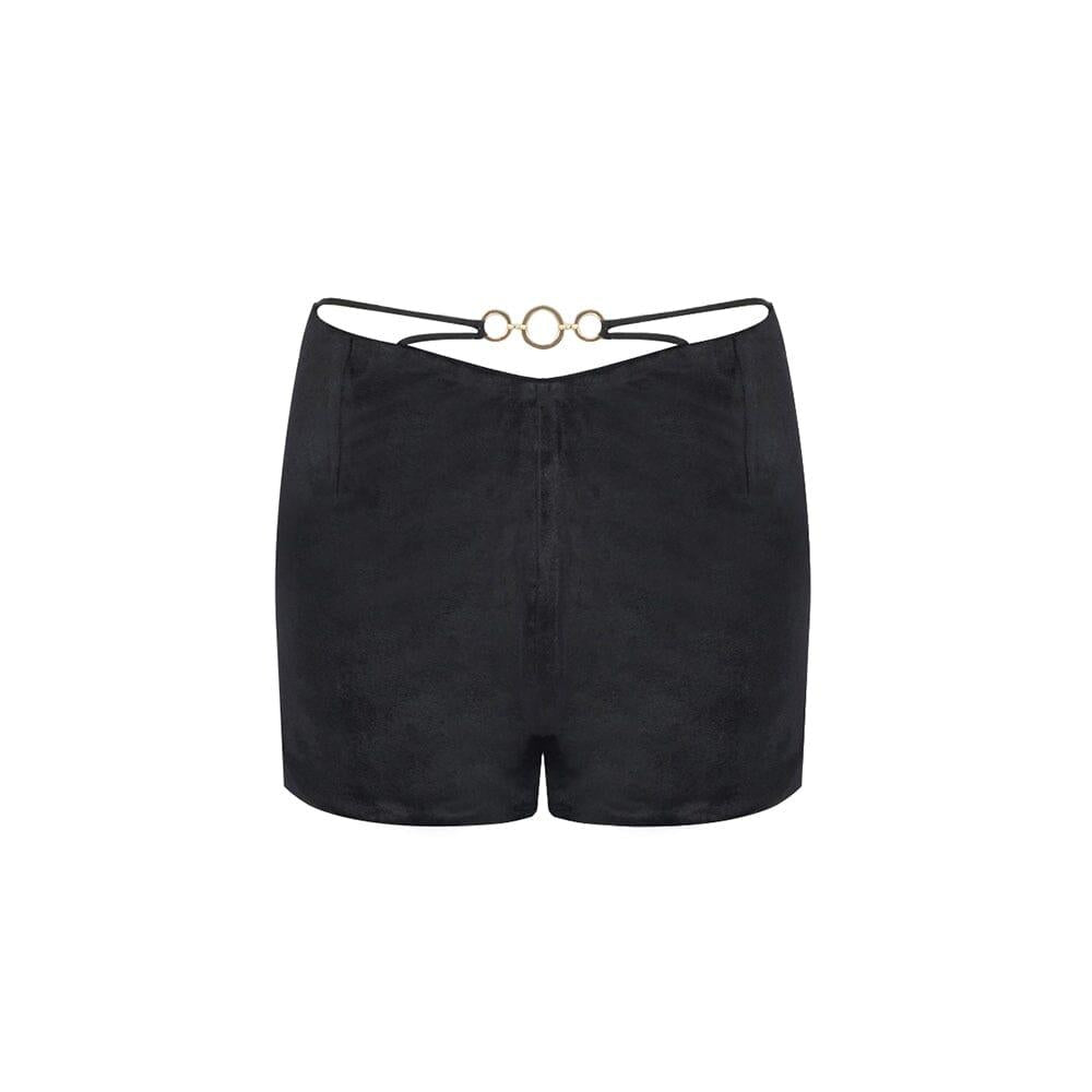 AIIZIE BLACK PLAIN CUTOUT HOOP ACCENT TUBE TOP & SHORTS - product image