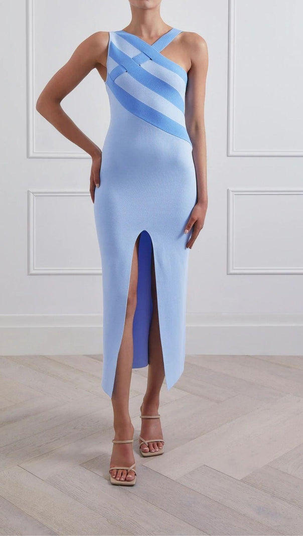 AIIZIE SLIT MINI DRESS IN BLUE - product image