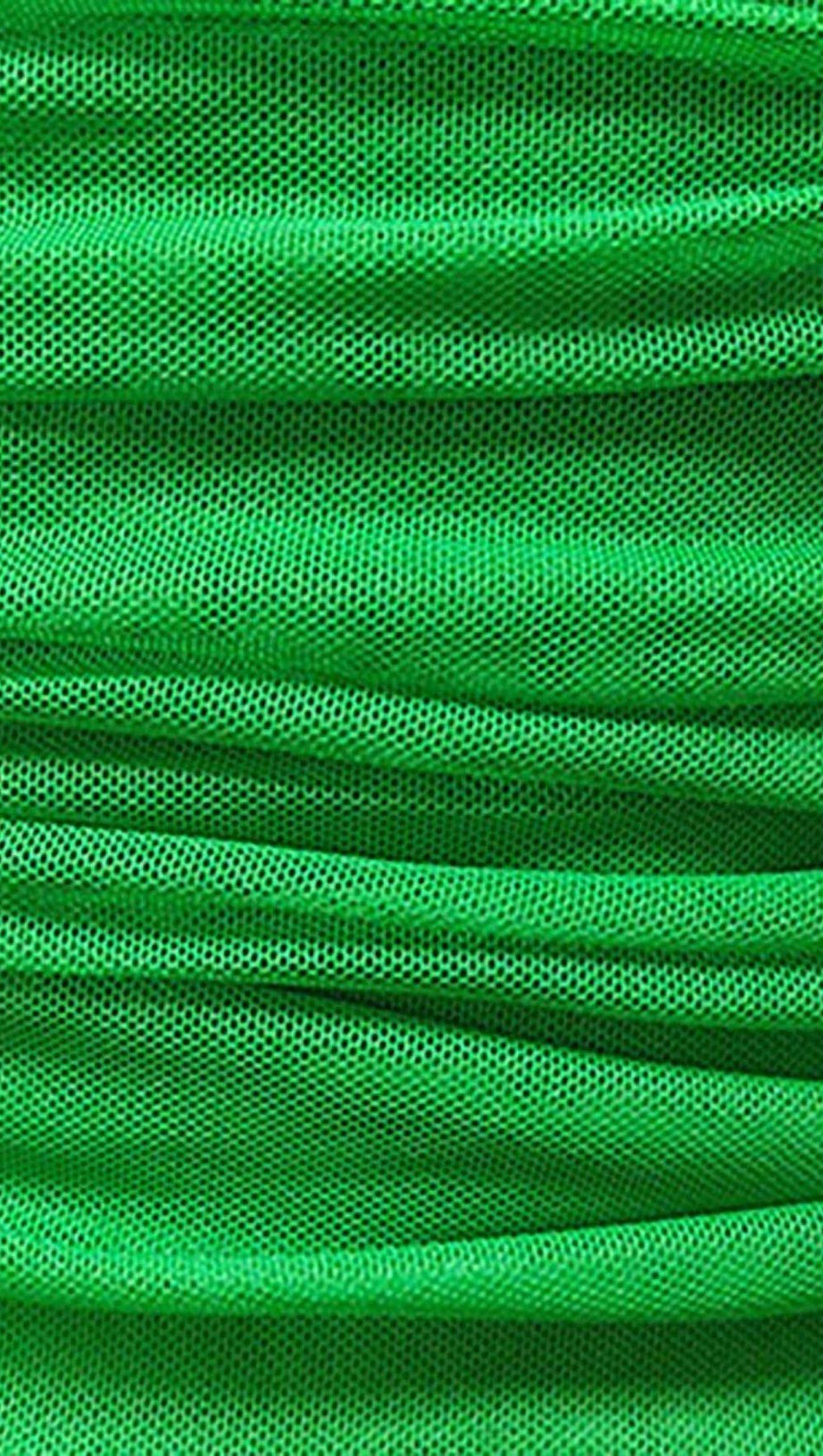 PLUNGE RUCHED MINI DRESS IN GREEN