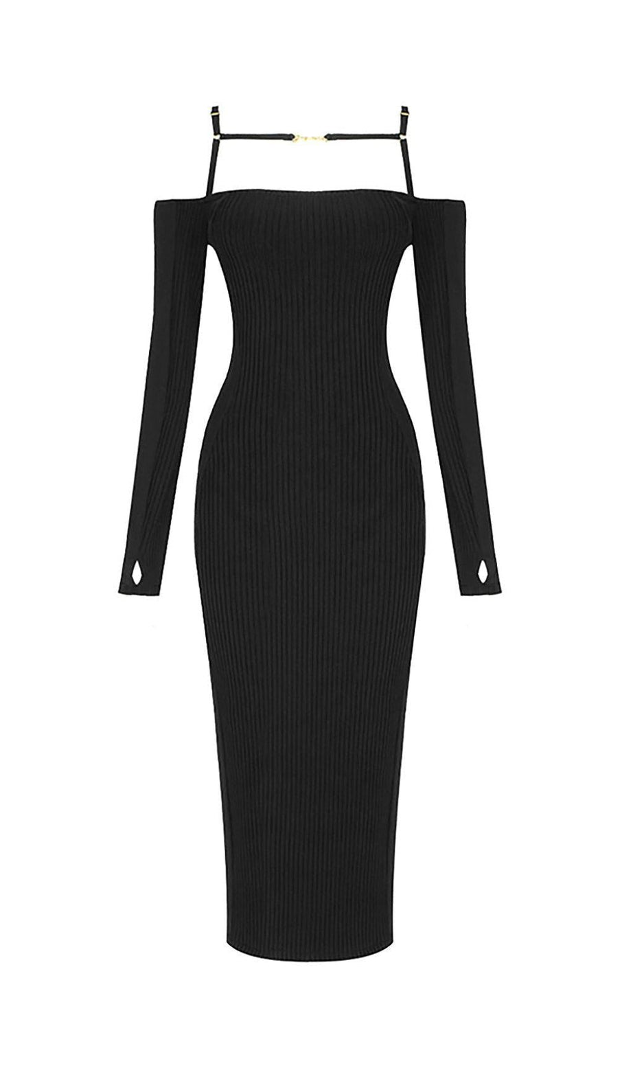 Trägerloses Bandage-Minikleid mit Riemchenmuster in Schwarz