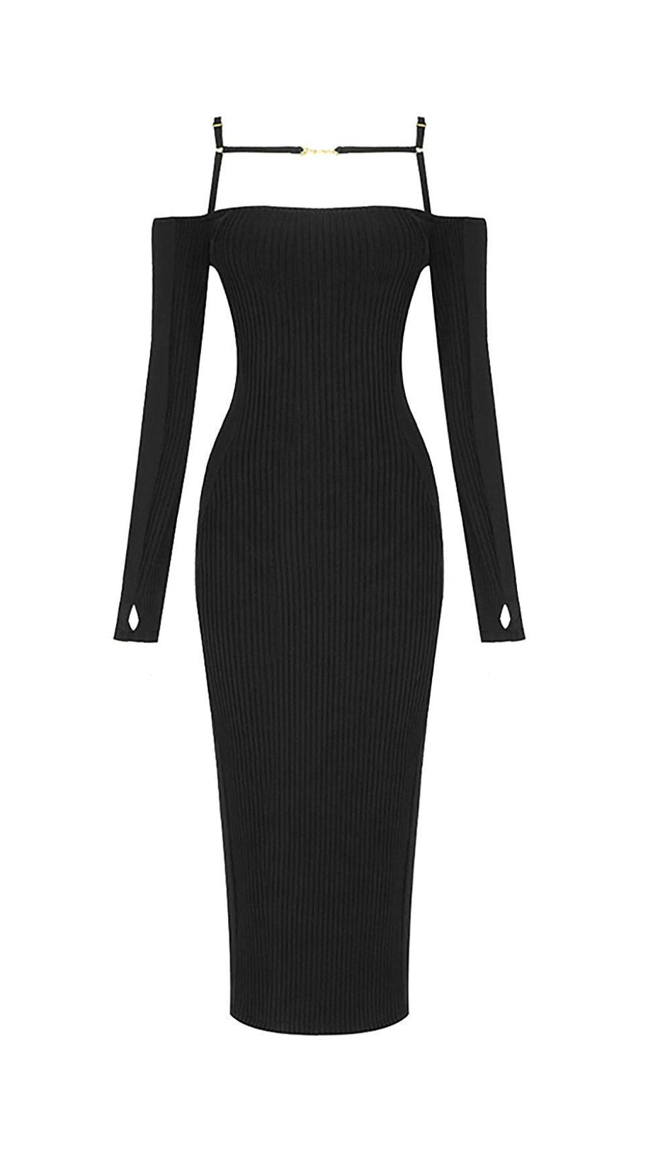 Trägerloses Bandage-Minikleid mit Riemchenmuster in Schwarz