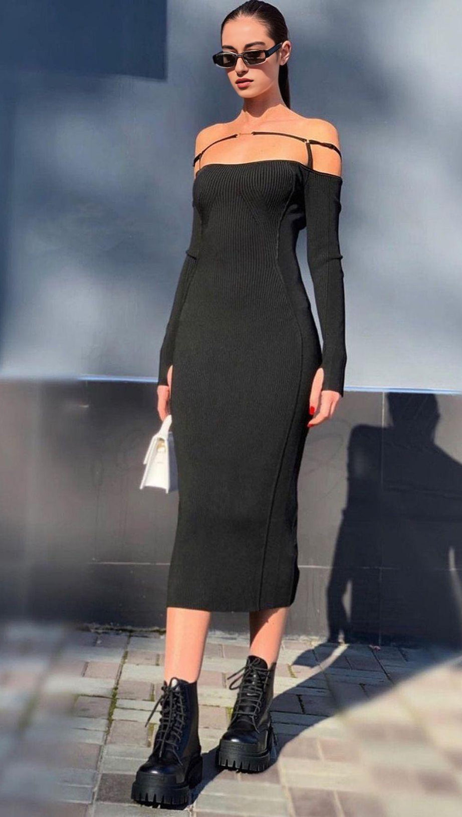 STRAPPY HOLLOW STRAPLESS BANDAGE MINI DRESS IN BLACK