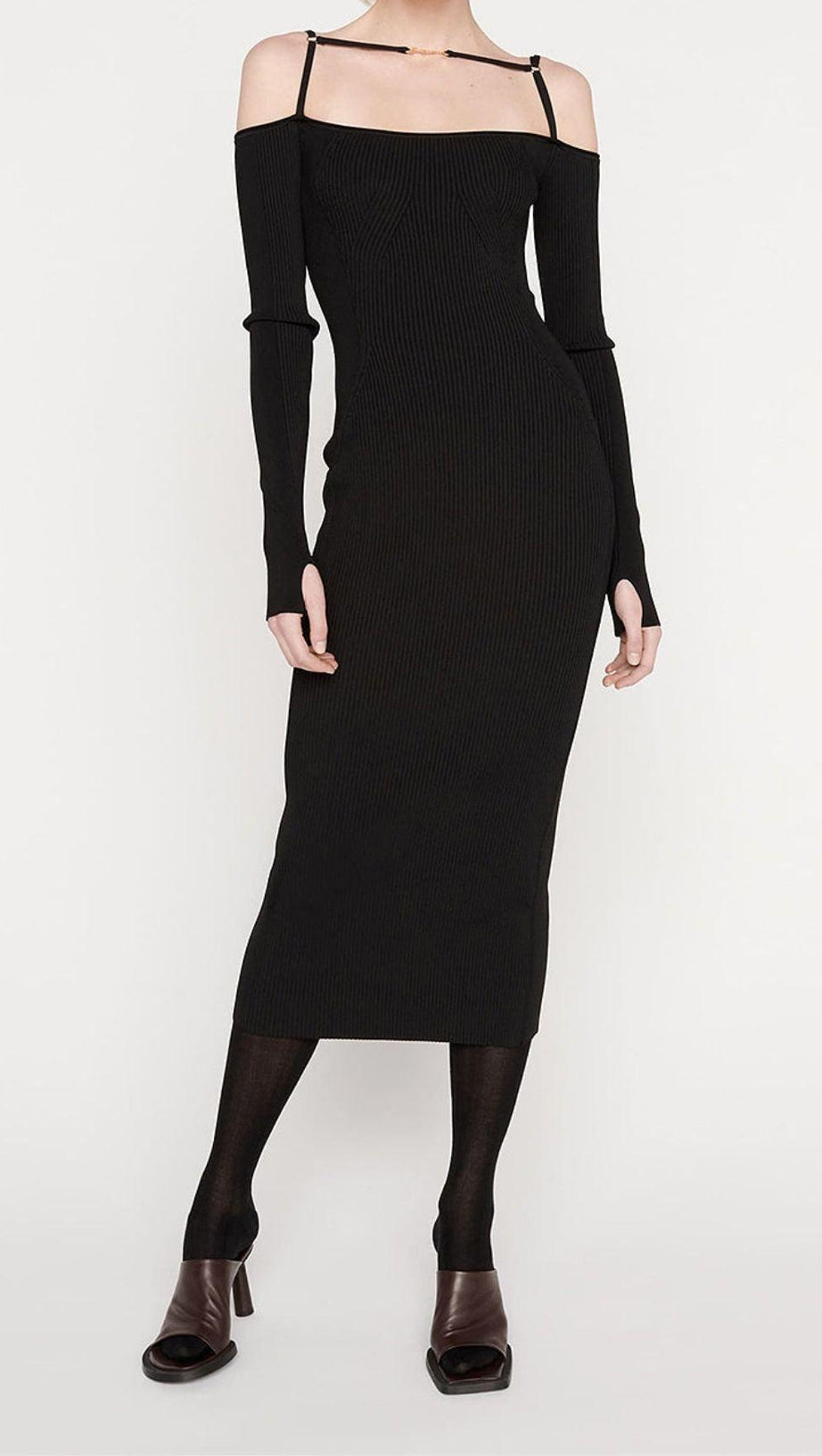 STRAPPY HOLLOW STRAPLESS BANDAGE MINI DRESS IN BLACK