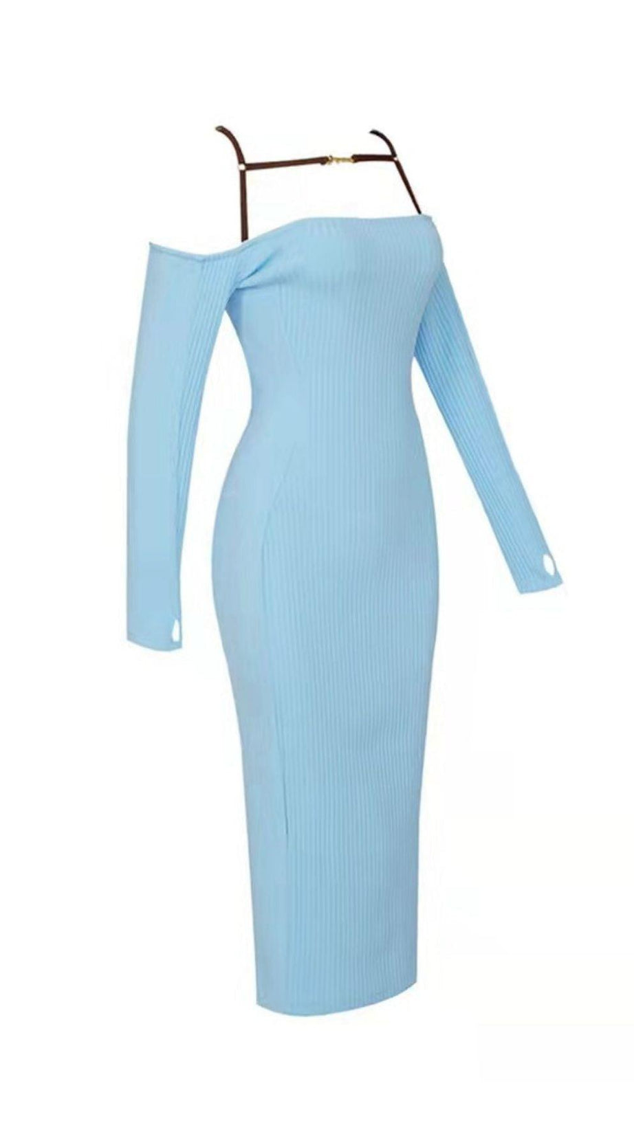 STRAPPY HOLLOW STRAPLESS BANDAGE MINI DRESS IN SKY BLUE