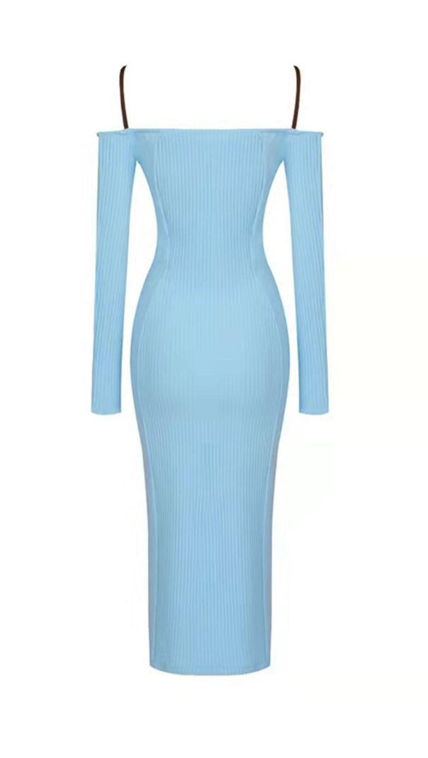 AIIZIE STRAPPY HOLLOW STRAPLESS BANDAGE MINI DRESS IN SKY BLUE - product image