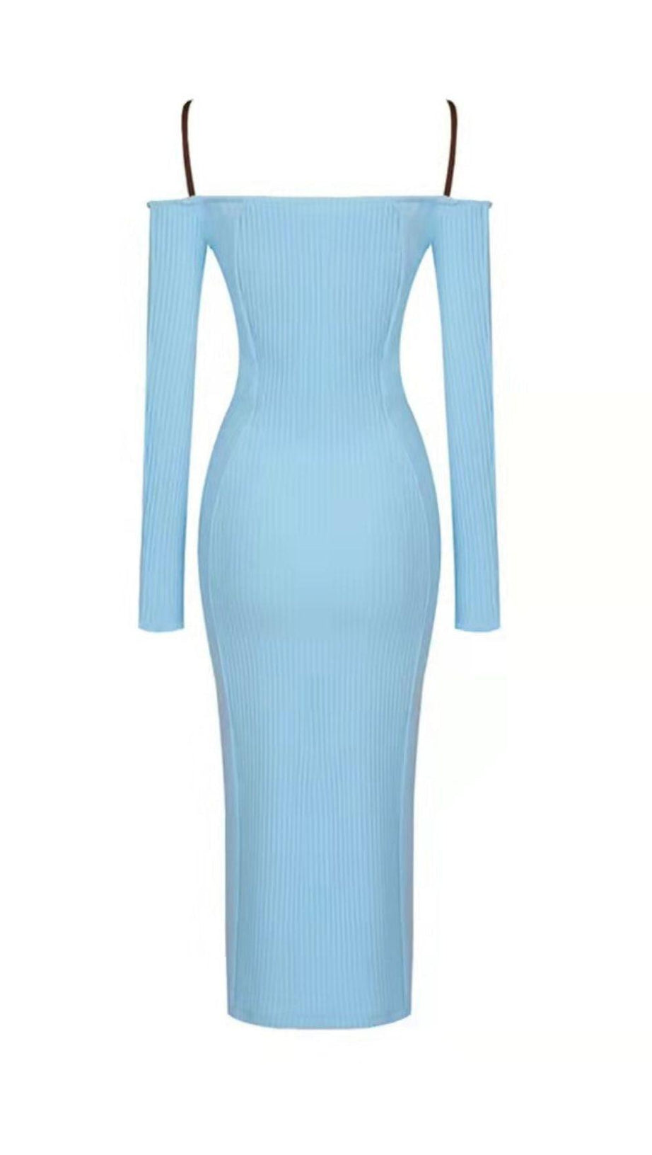 STRAPPY HOLLOW STRAPLESS BANDAGE MINI DRESS IN SKY BLUE