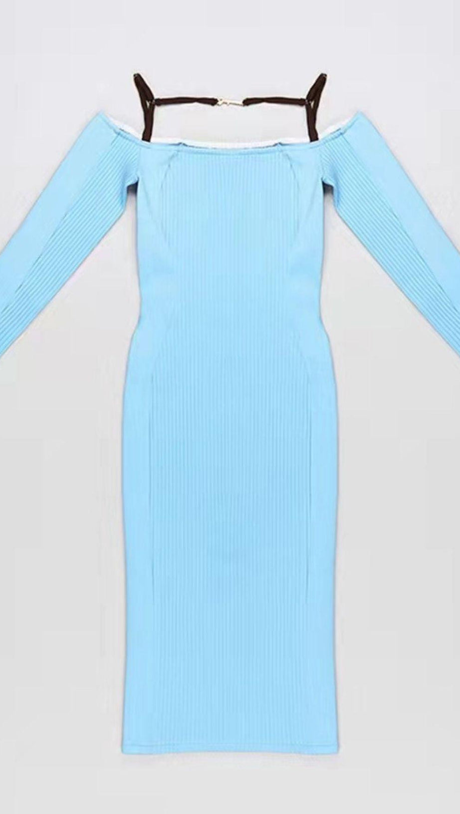 STRAPPY HOLLOW STRAPLESS BANDAGE MINI DRESS IN SKY BLUE