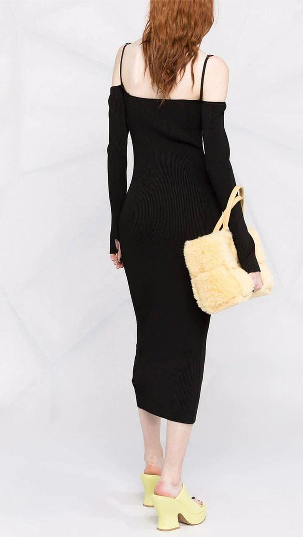 AIIZIE STRAPPY HOLLOW STRAPLESS BANDAGE MINI DRESS IN BROWN - product image