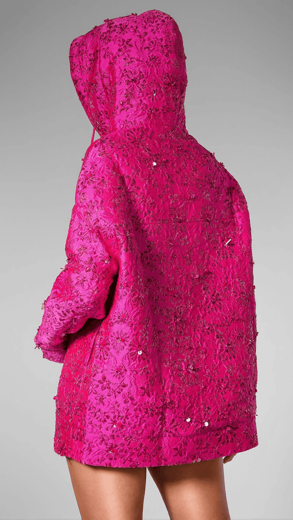 AIIZIE OVIDIA FLORAL PINK LONG PULLOVER HOODIE - product image