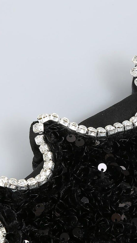 BLACK PATCHWORK SEQUINS SLIMMING MINI DRESS